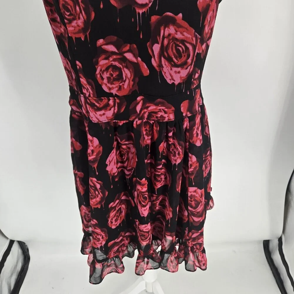 Royal Bones Daang Fit n Flare Mini Dress Rose Lace Ruffle Gothic Vamp Y2K XL - Picture 4 of 8